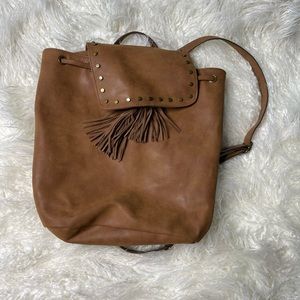 T-shirt & jeans brown faux leather backpack